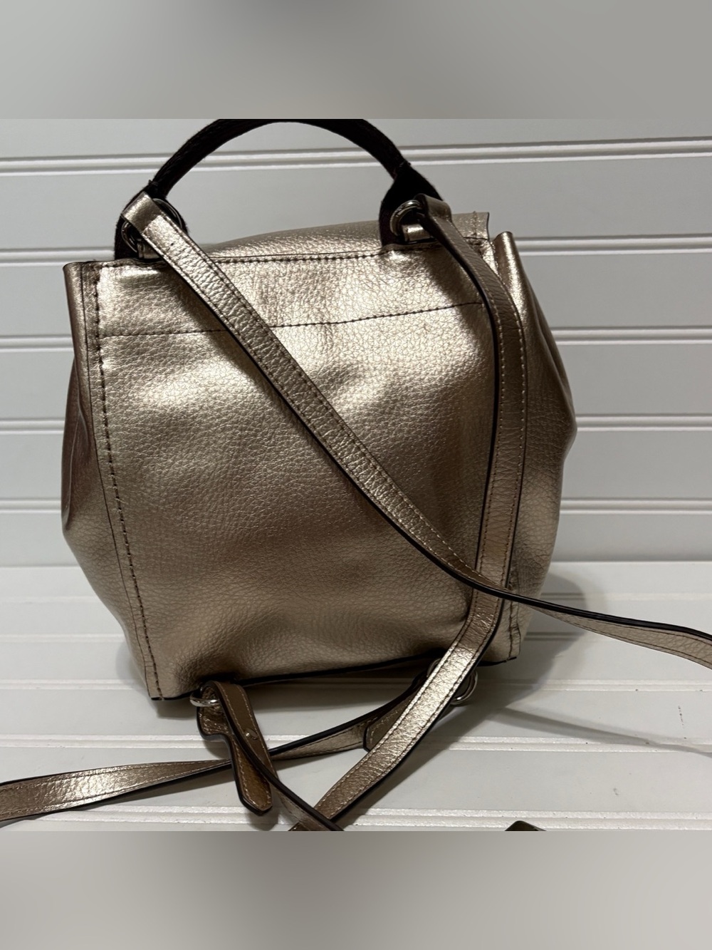 COACH Derby Mini Metallic Gold Drawstring Backpack Shoulder Bag Tote F16605 - Picture 5 of 10